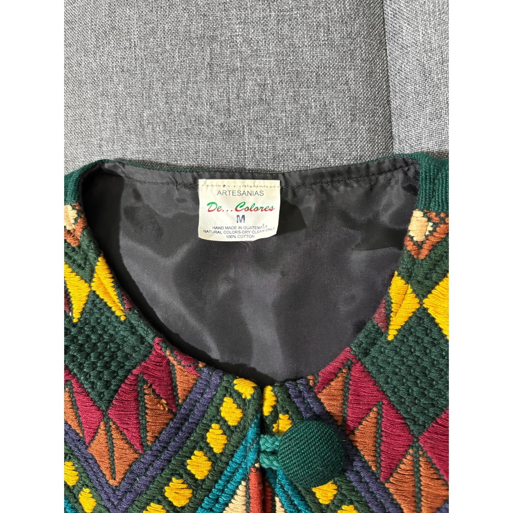 Artesanias De Colores Jacket Women Medium Aztec Tapestry Woven Western Bohemian - Picture 5 of 8